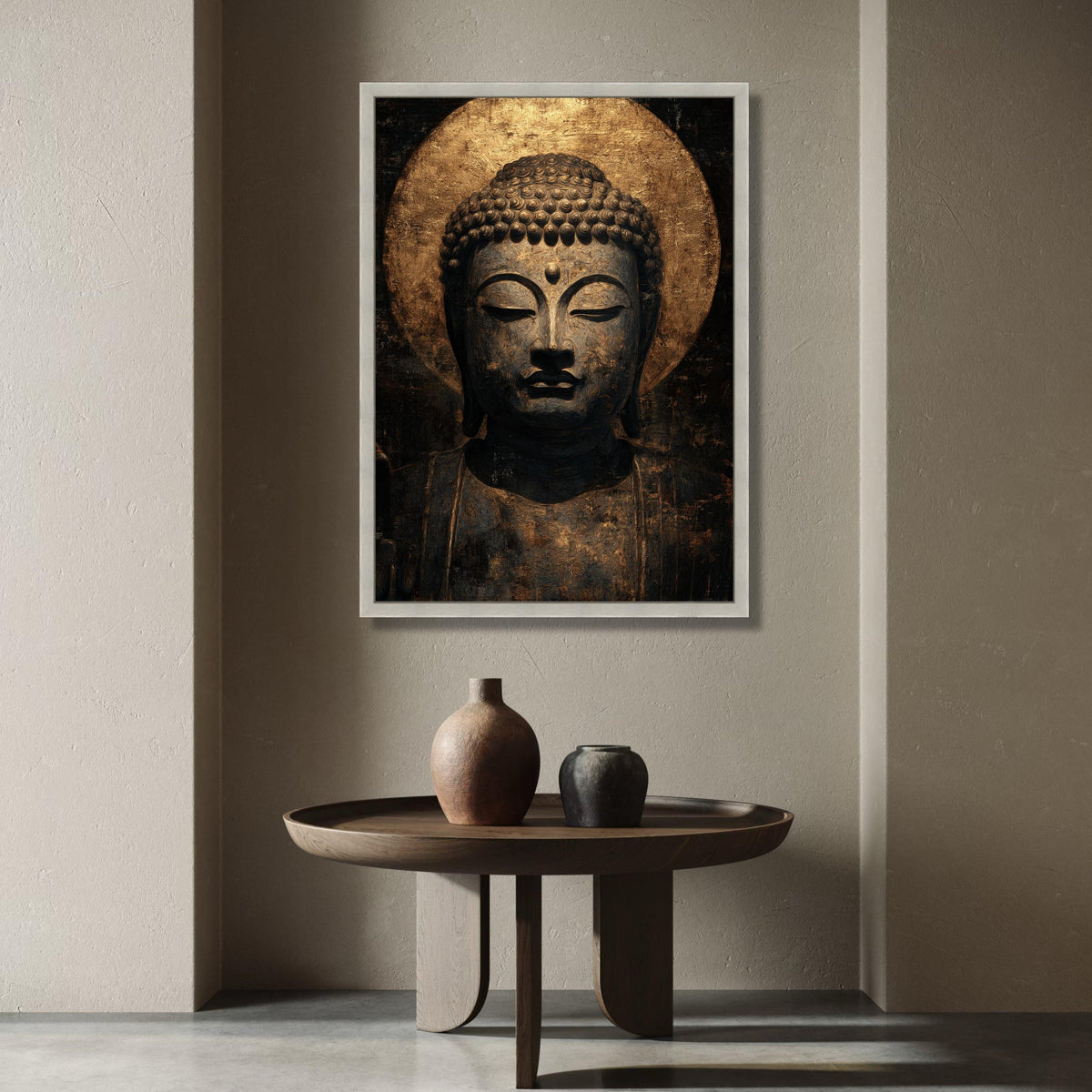 Serene Buddha Portrait Canvas, Spiritual Wall Art, Meditative Buddha Face Canvas, Zen Home Decoration, Tranquil Wall Canvas Print Art