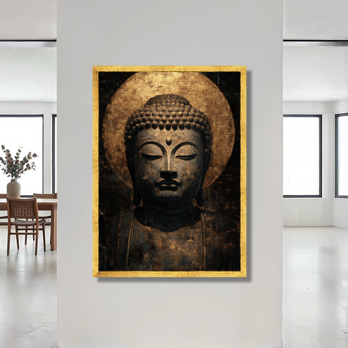 Serene Buddha Portrait Canvas, Spiritual Wall Art, Meditative Buddha Face Canvas, Zen Home Decoration, Tranquil Wall Canvas Print Art