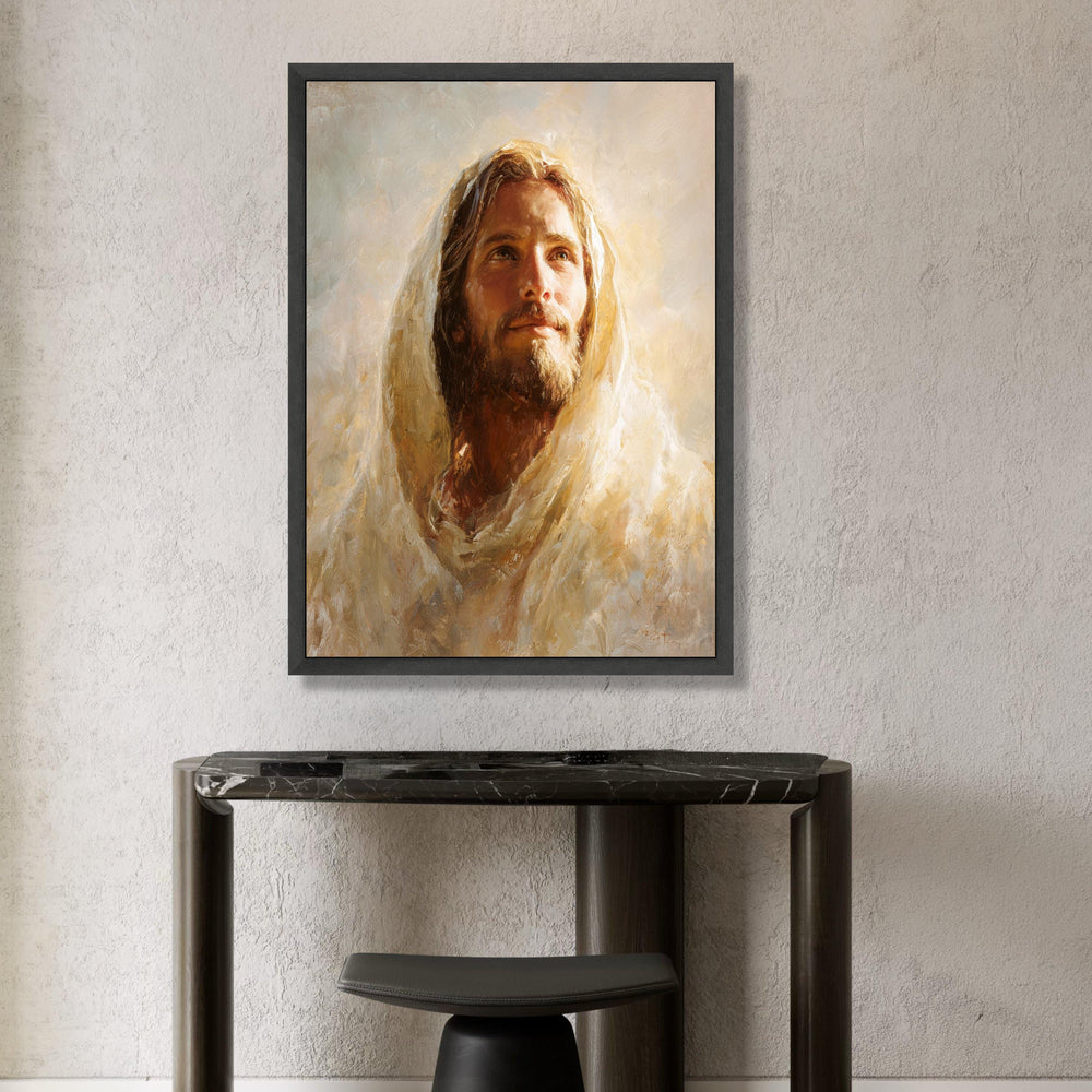 Gentle Portrait of a Bearded Man, Warm Light Canvas, Spiritual Wall Art, Inspirational Figure Canvas, Home Decoration Art Canvas Print Art