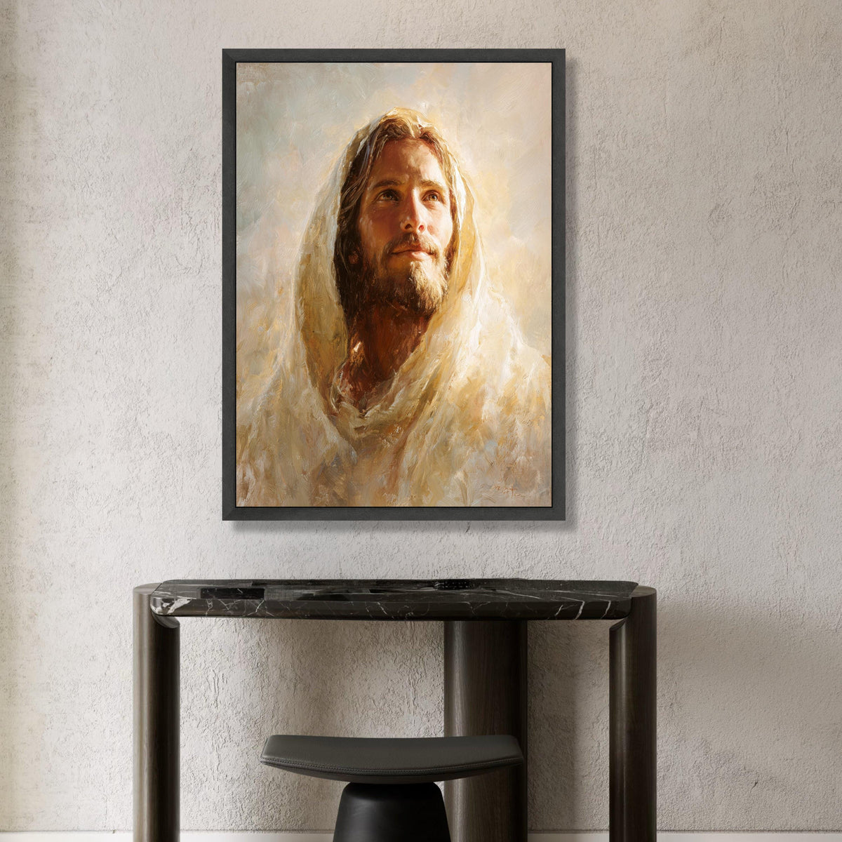 Gentle Portrait of a Bearded Man, Warm Light Canvas, Spiritual Wall Art, Inspirational Figure Canvas, Home Decoration Art Canvas Print Art