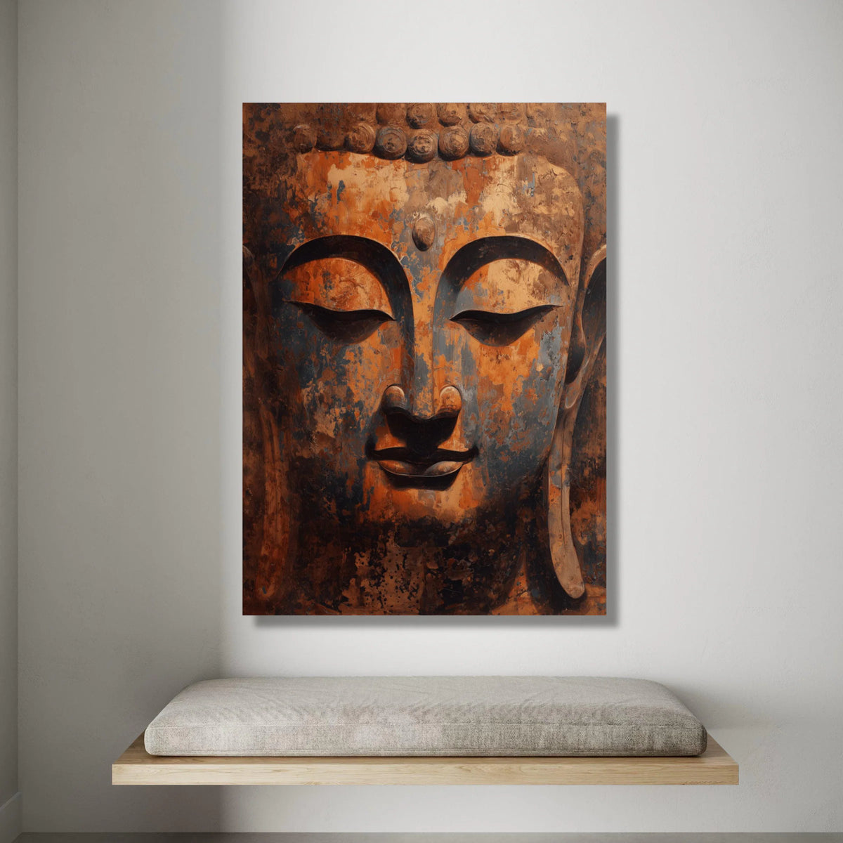 Tranquil Buddha Face Canvas, Zen Meditation Wall Art, Spiritual Home Decor, Peaceful Buddha Portrait, Asian Canvas Art Canvas Print Art