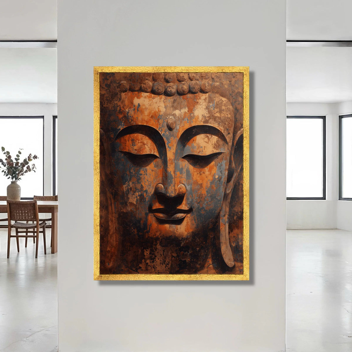 Tranquil Buddha Face Canvas, Zen Meditation Wall Art, Spiritual Home Decor, Peaceful Buddha Portrait, Asian Canvas Art Canvas Print Art