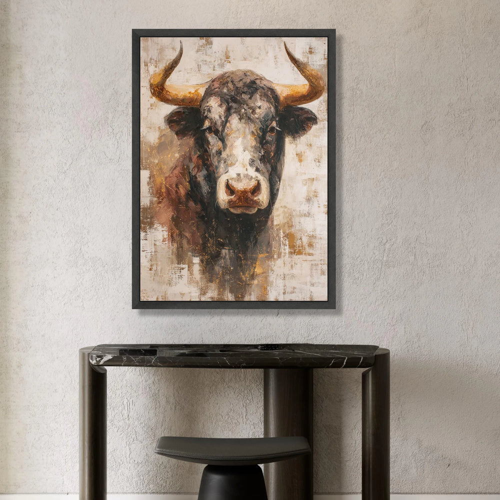 Rustic Bull Head Canvas Wall Art, Western Animal Portrait, Farmhouse Style Canvas, Animal Face Wall Decor, Country Living Canvas Print Art