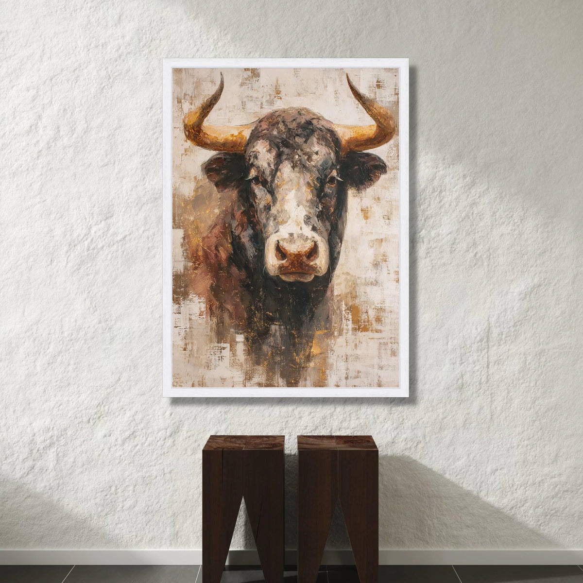 Rustic Bull Head Canvas Wall Art, Western Animal Portrait, Farmhouse Style Canvas, Animal Face Wall Decor, Country Living Canvas Print Art