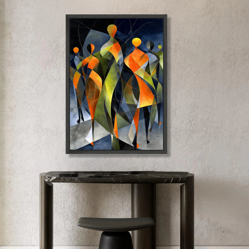 Abstract Figures Group Canvas, Modern Geometric Wall Art, Colorful Human Silhouettes, Contemporary Art Print, Vibrant Home Canvas Print Art