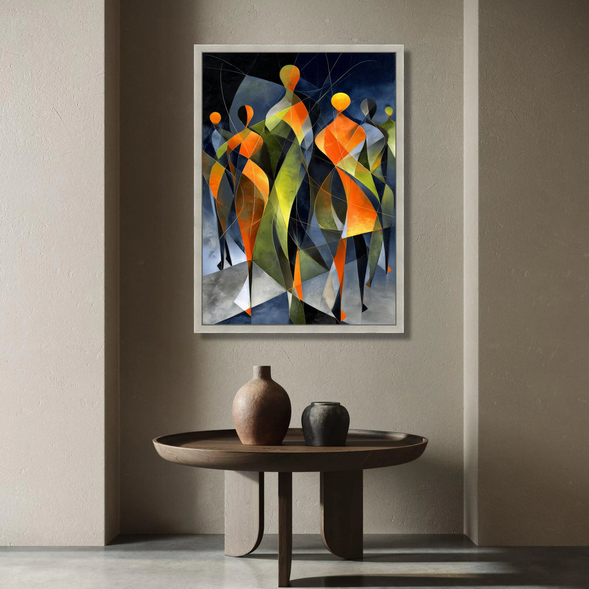 Abstract Figures Group Canvas, Modern Geometric Wall Art, Colorful Human Silhouettes, Contemporary Art Print, Vibrant Home Canvas Print Art