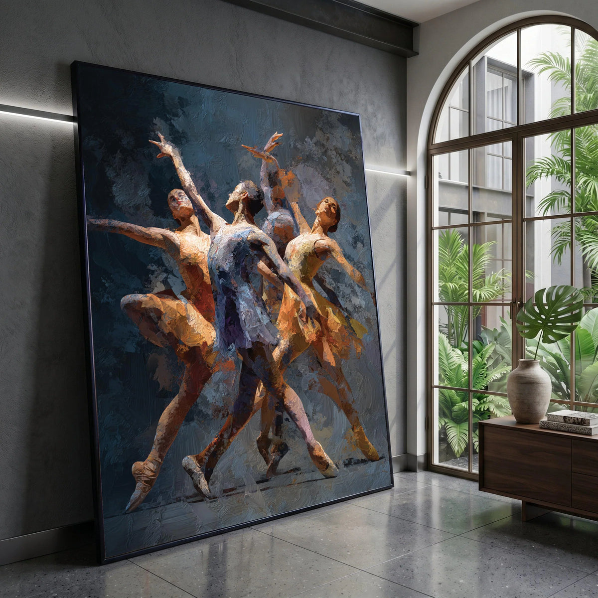 Elegant Ballet Dancers Canvas, Modern Dance Art, Artistic Figure Painting, Contemporary Wall Decor, Graceful Movement Canvas Print Art