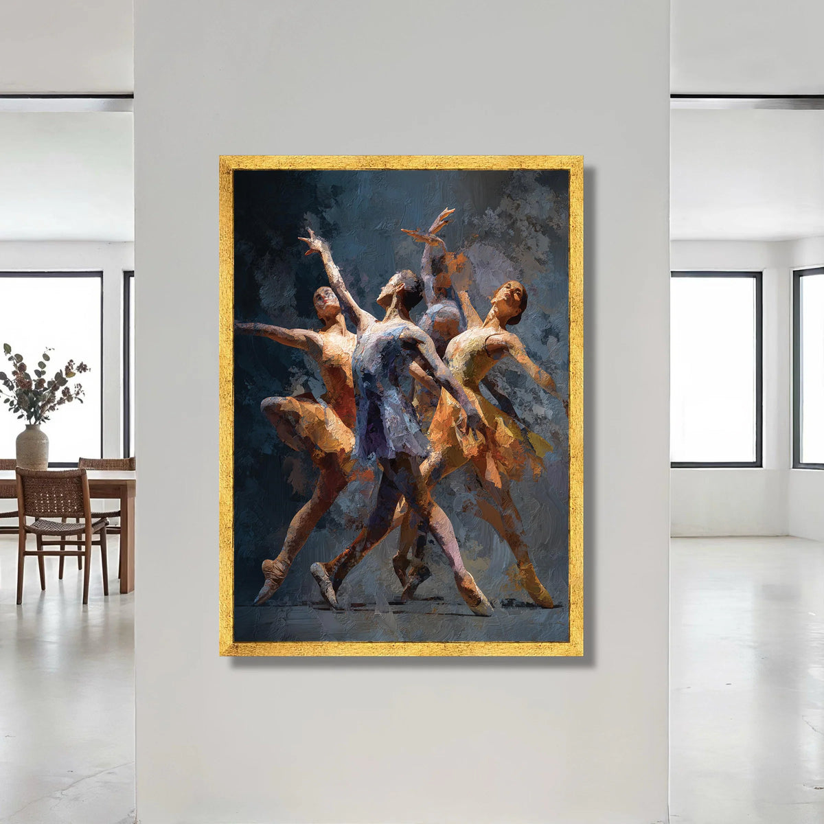 Elegant Ballet Dancers Canvas, Modern Dance Art, Artistic Figure Painting, Contemporary Wall Decor, Graceful Movement Canvas Print Art