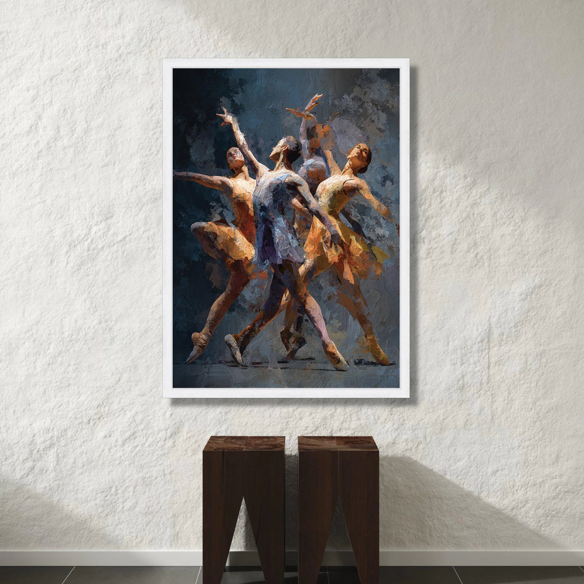 Elegant Ballet Dancers Canvas, Modern Dance Art, Artistic Figure Painting, Contemporary Wall Decor, Graceful Movement Canvas Print Art