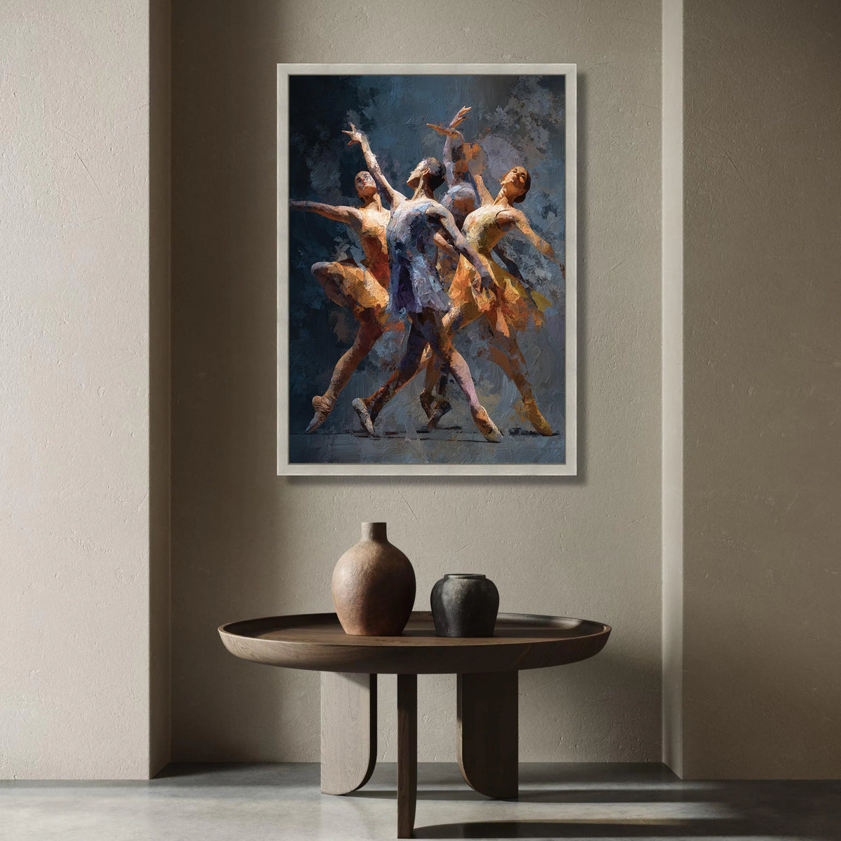 Elegant Ballet Dancers Canvas, Modern Dance Art, Artistic Figure Painting, Contemporary Wall Decor, Graceful Movement Canvas Print Art