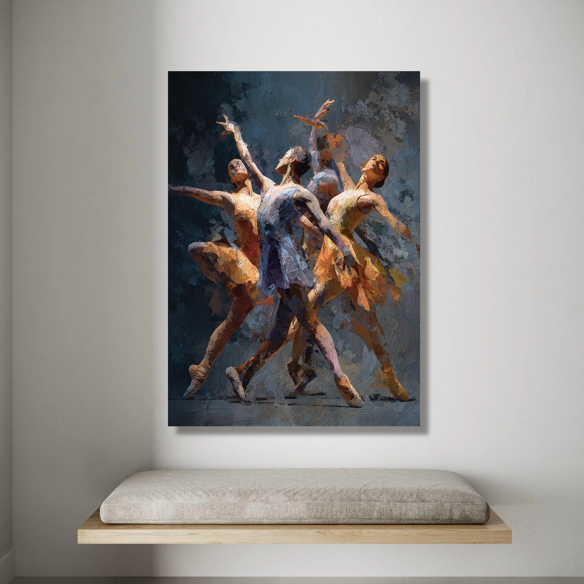 Elegant Ballet Dancers Canvas, Modern Dance Art, Artistic Figure Painting, Contemporary Wall Decor, Graceful Movement Canvas Print Art