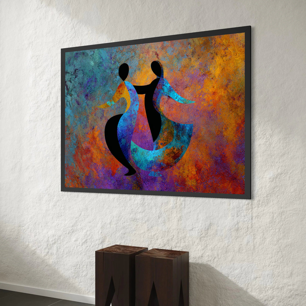 Colorful Abstract Dance Canvas, Modern Figurative Wall Art, Vibrant Movement Design, Artistic Home Decoration Canvas Print Art