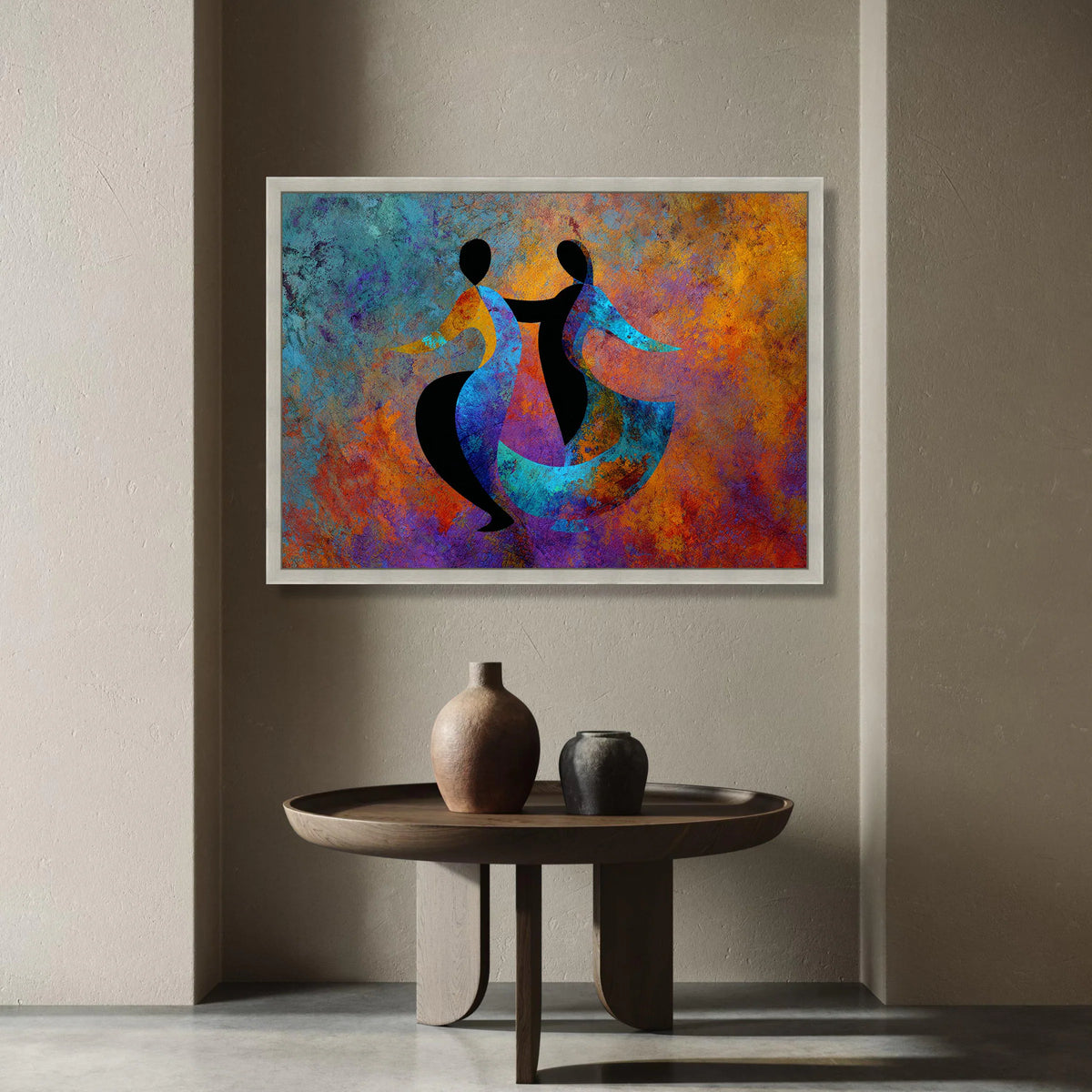 Colorful Abstract Dance Canvas, Modern Figurative Wall Art, Vibrant Movement Design, Artistic Home Decoration Canvas Print Art