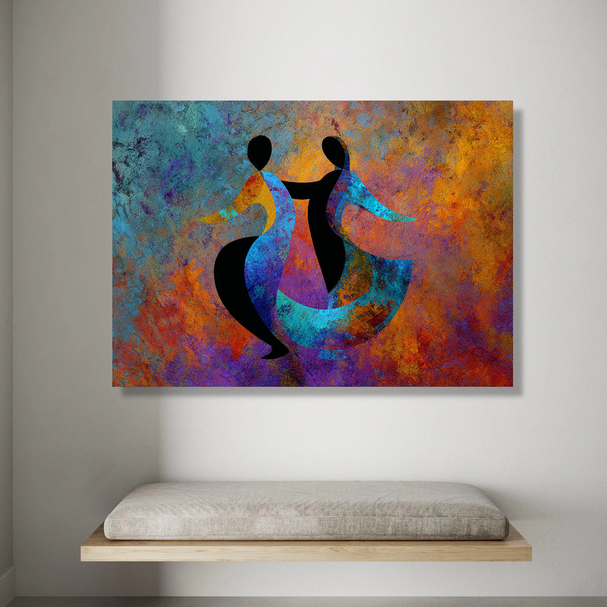 Colorful Abstract Dance Canvas, Modern Figurative Wall Art, Vibrant Movement Design, Artistic Home Decoration Canvas Print Art