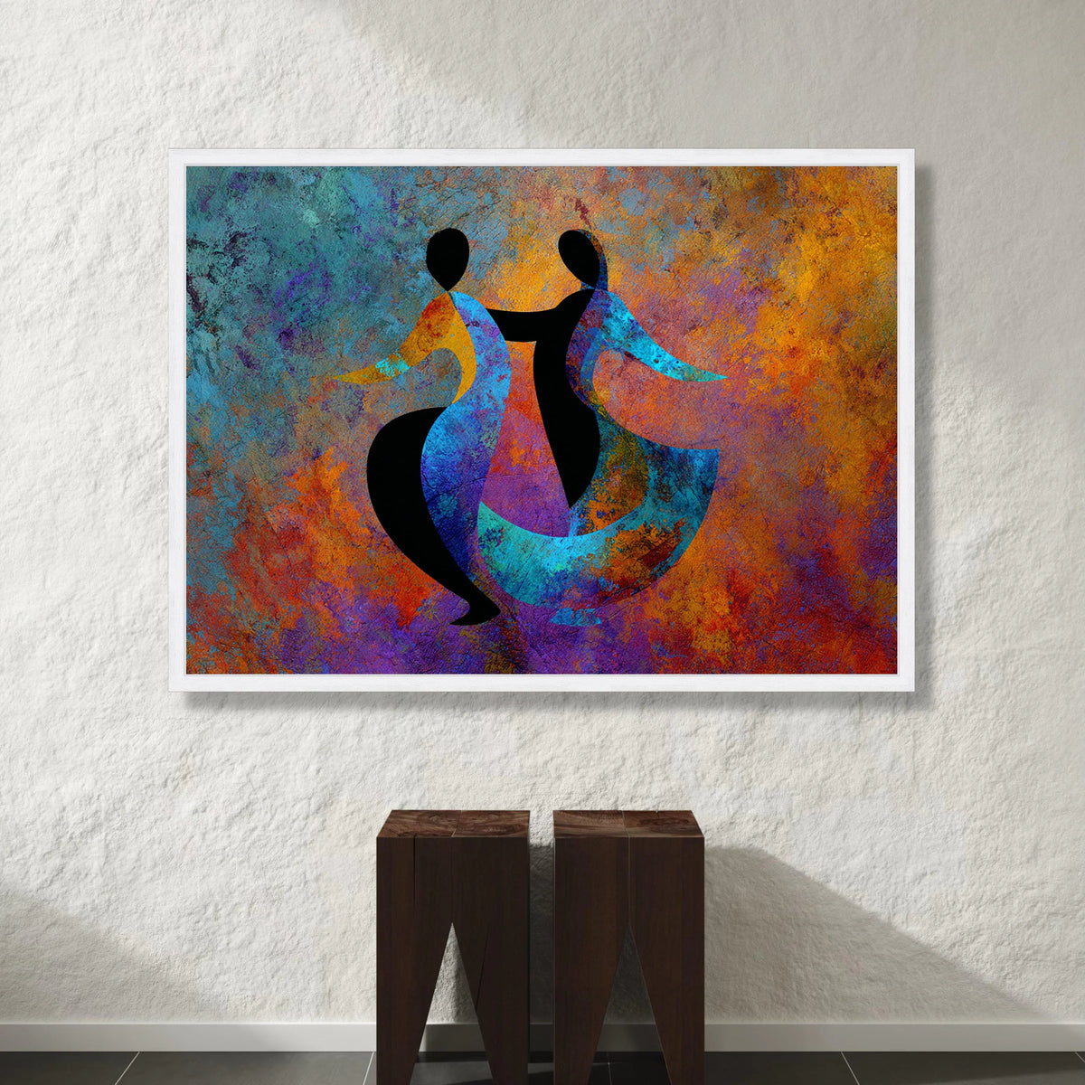 Colorful Abstract Dance Canvas, Modern Figurative Wall Art, Vibrant Movement Design, Artistic Home Decoration Canvas Print Art