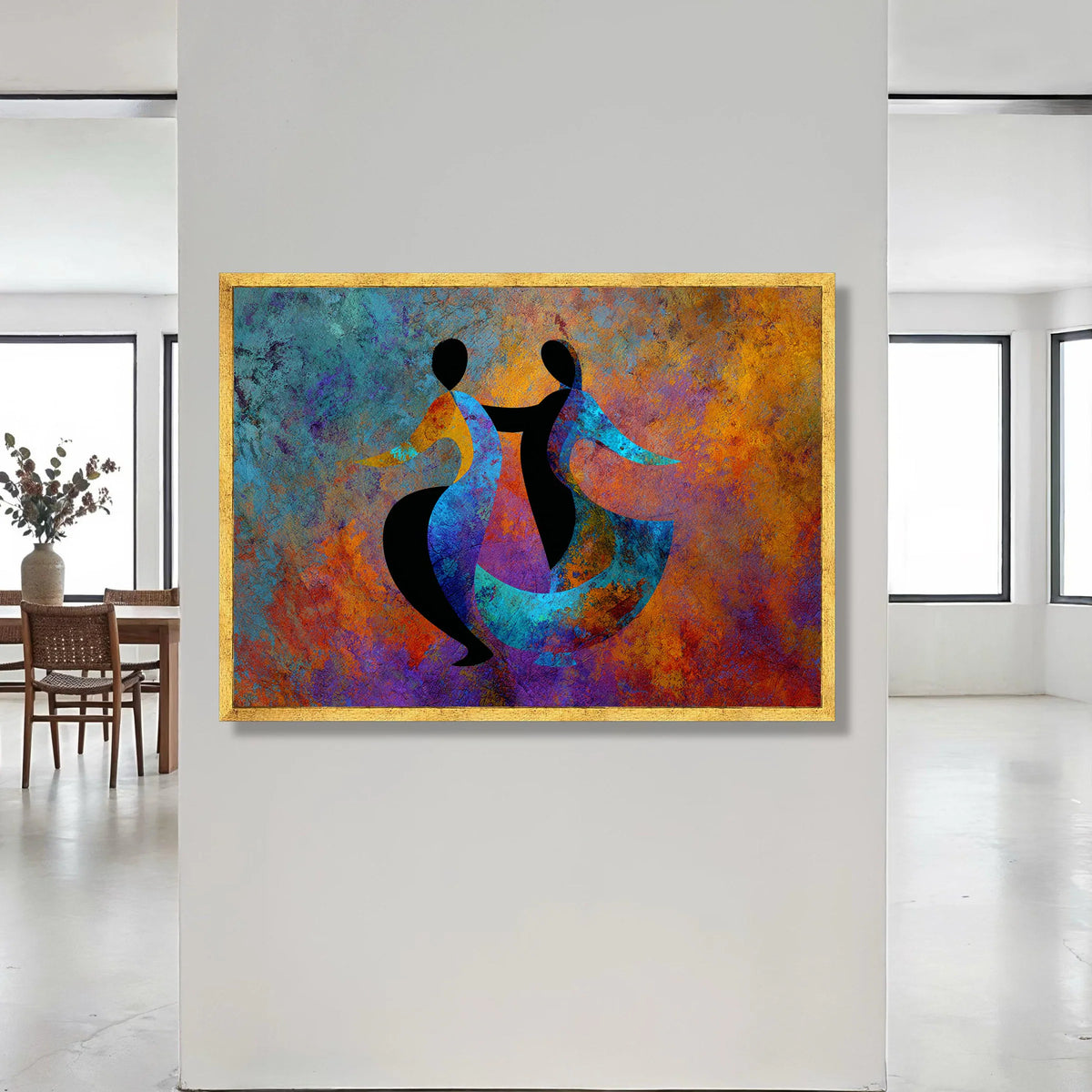 Colorful Abstract Dance Canvas, Modern Figurative Wall Art, Vibrant Movement Design, Artistic Home Decoration Canvas Print Art