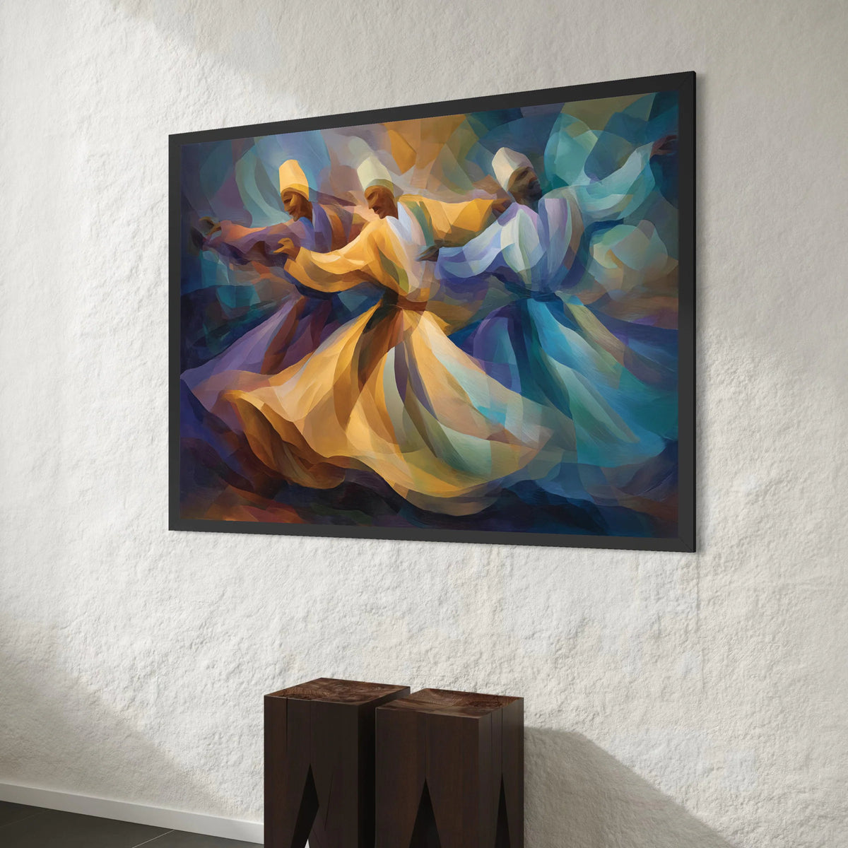 Whirling Dervishes Dance, Sufi Spiritual Canvas, Colorful Movement Art, Abstract Whirling Dancers, Mystical Wall Decor, Canvas Print Art