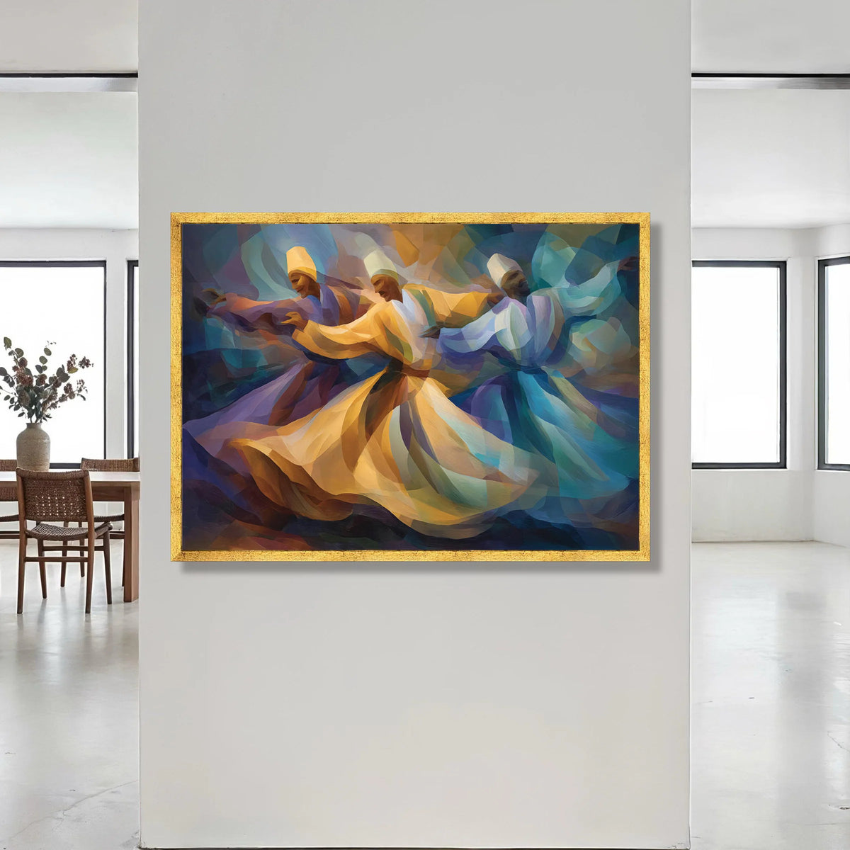Whirling Dervishes Dance, Sufi Spiritual Canvas, Colorful Movement Art, Abstract Whirling Dancers, Mystical Wall Decor, Canvas Print Art