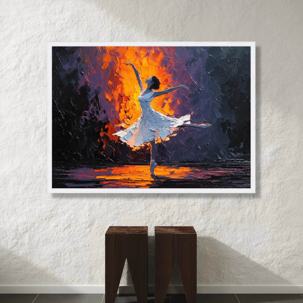 Graceful Ballet Dancer Canvas, Contemporary Dance Art, Warm Glow Lighting, Elegant Movement Wall Decor, Modern Figurative Canvas Print Art