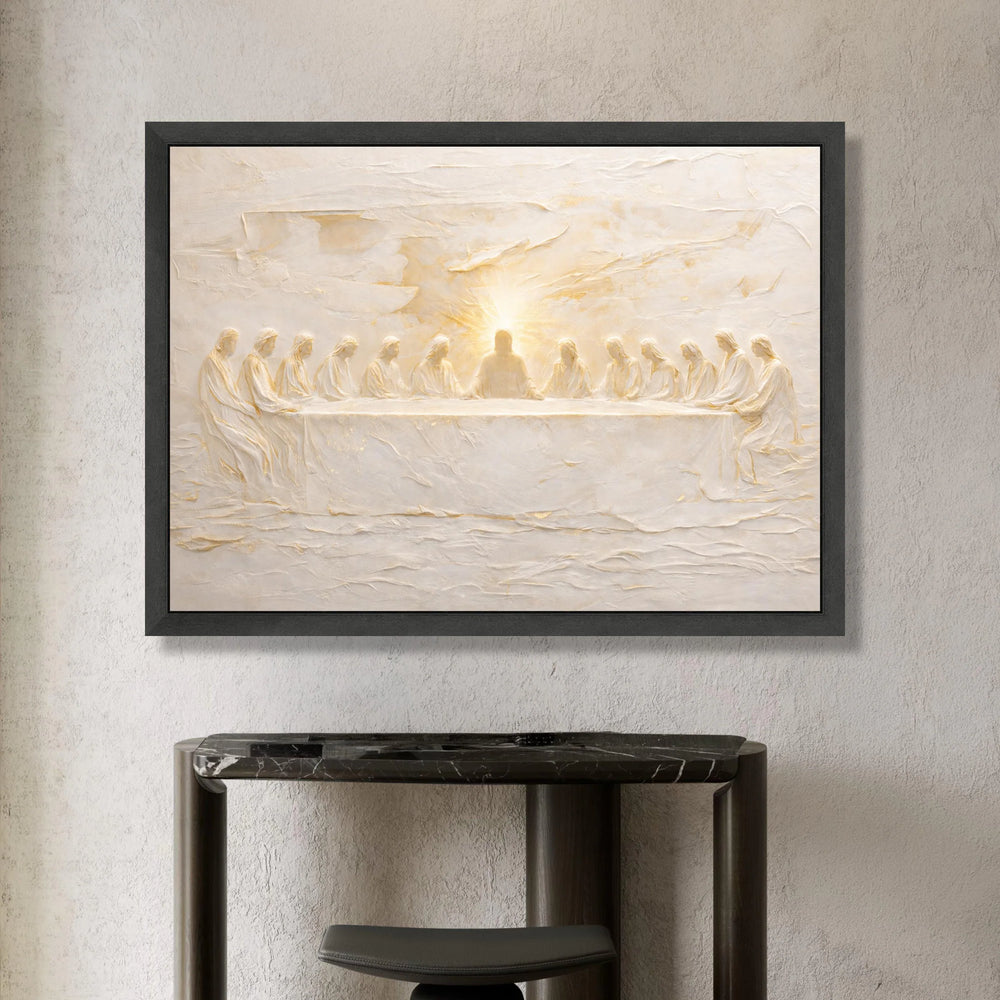 The Last Supper Canvas Wall Art, Religious Christian Decor, Spiritual Table Scene, Illuminated Jesus Artwork, Inspirational Canvas Print Art