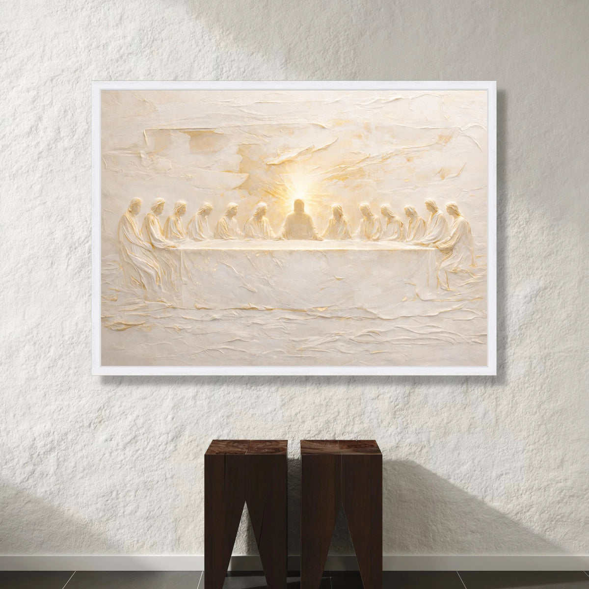The Last Supper Canvas Wall Art, Religious Christian Decor, Spiritual Table Scene, Illuminated Jesus Artwork, Inspirational Canvas Print Art