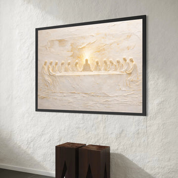 The Last Supper Canvas Wall Art, Religious Christian Decor, Spiritual Table Scene, Illuminated Jesus Artwork, Inspirational Canvas Print Art