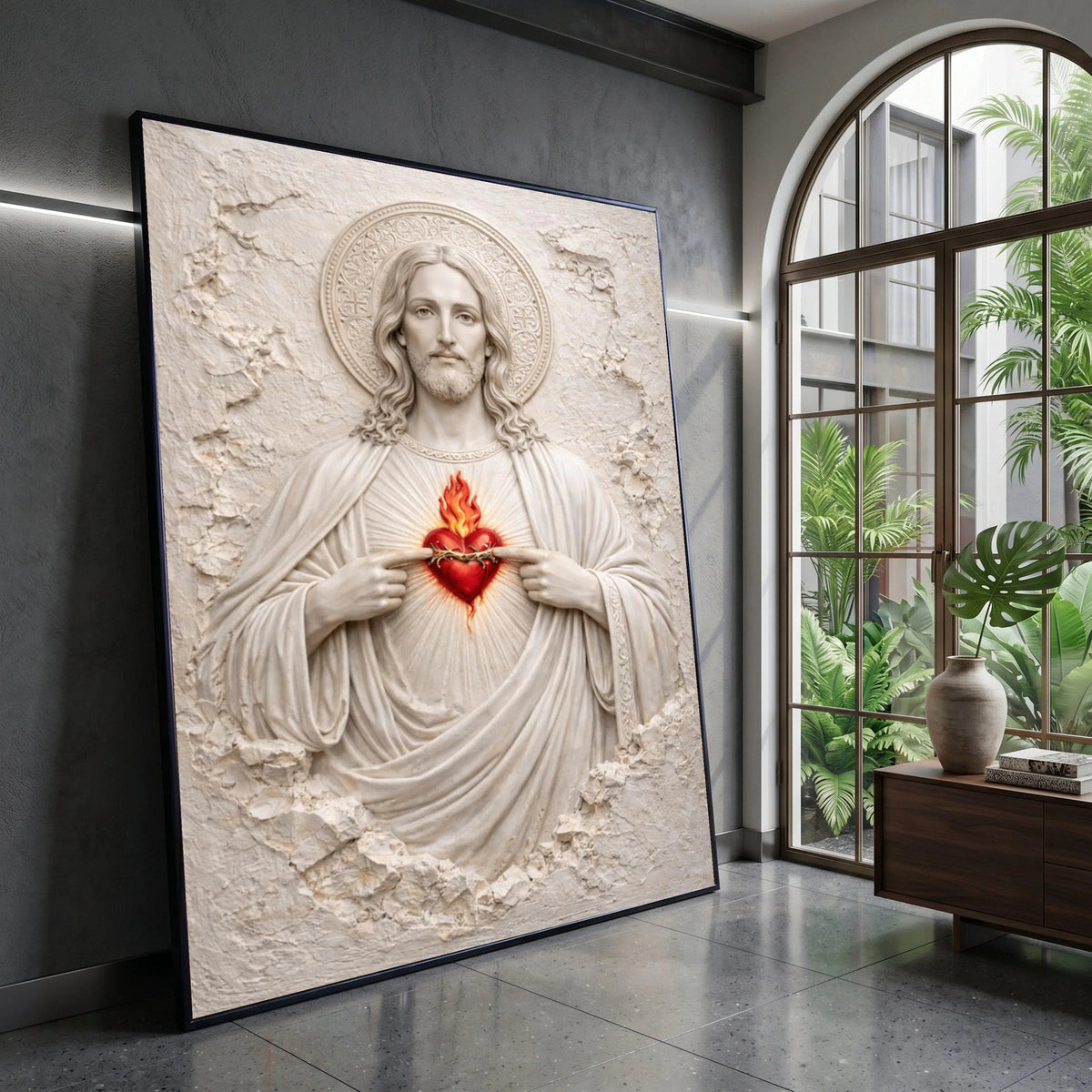 Sacred Heart of Jesus Canvas Wall Art, Religious Christian Decor, Spiritual Home Decoration, Inspirational Faith Canvas, Canvas Print Art