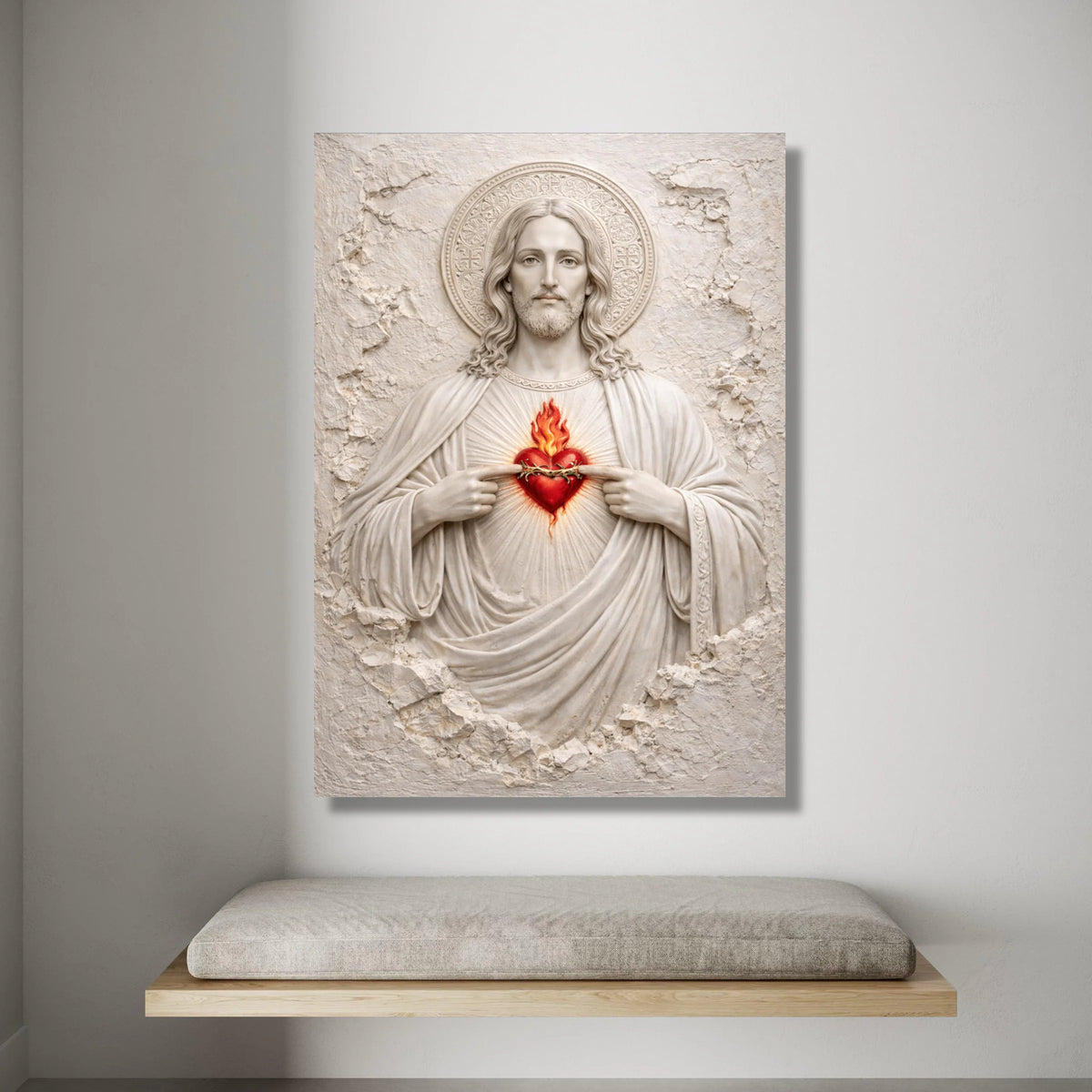 Sacred Heart of Jesus Canvas Wall Art, Religious Christian Decor, Spiritual Home Decoration, Inspirational Faith Canvas, Canvas Print Art