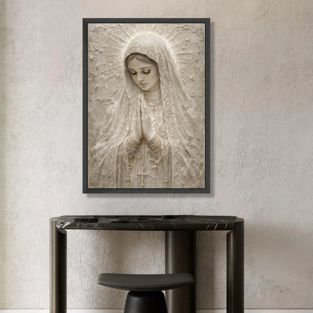 Serene Virgin Mary Canvas Wall Art, Praying Madonna Religious Canvas, Spiritual Home Decor, Detailed Christian Wall Art, Canvas Print Art