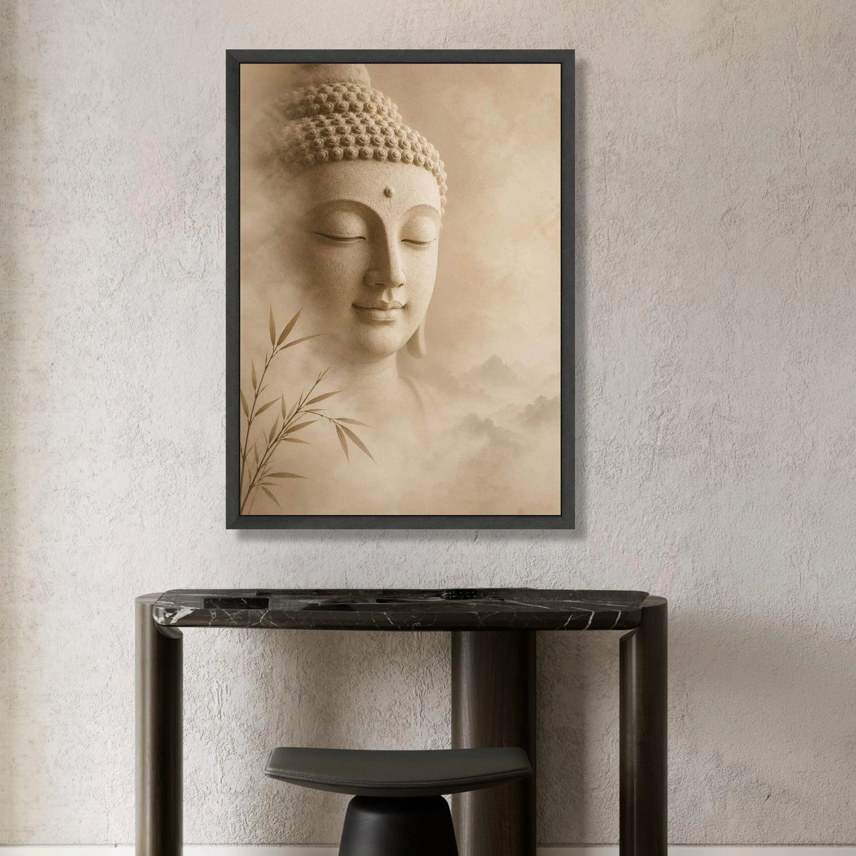 Serene Buddha Face Canvas, Tranquil Meditation Wall Art, Zen Spiritual Decor, Calm Buddha Portrait, Peaceful Home Canvas Print Art