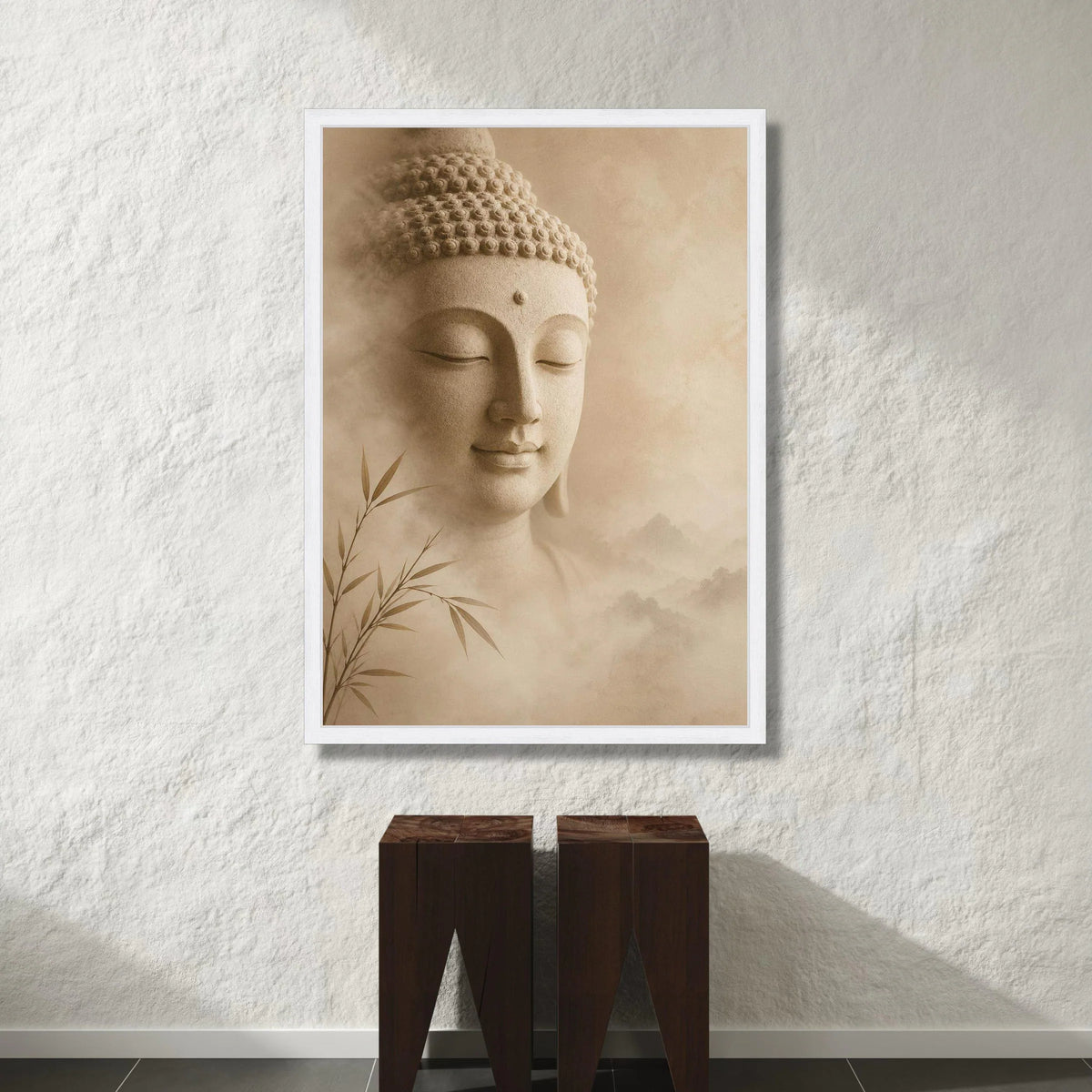 Serene Buddha Face Canvas, Tranquil Meditation Wall Art, Zen Spiritual Decor, Calm Buddha Portrait, Peaceful Home Canvas Print Art