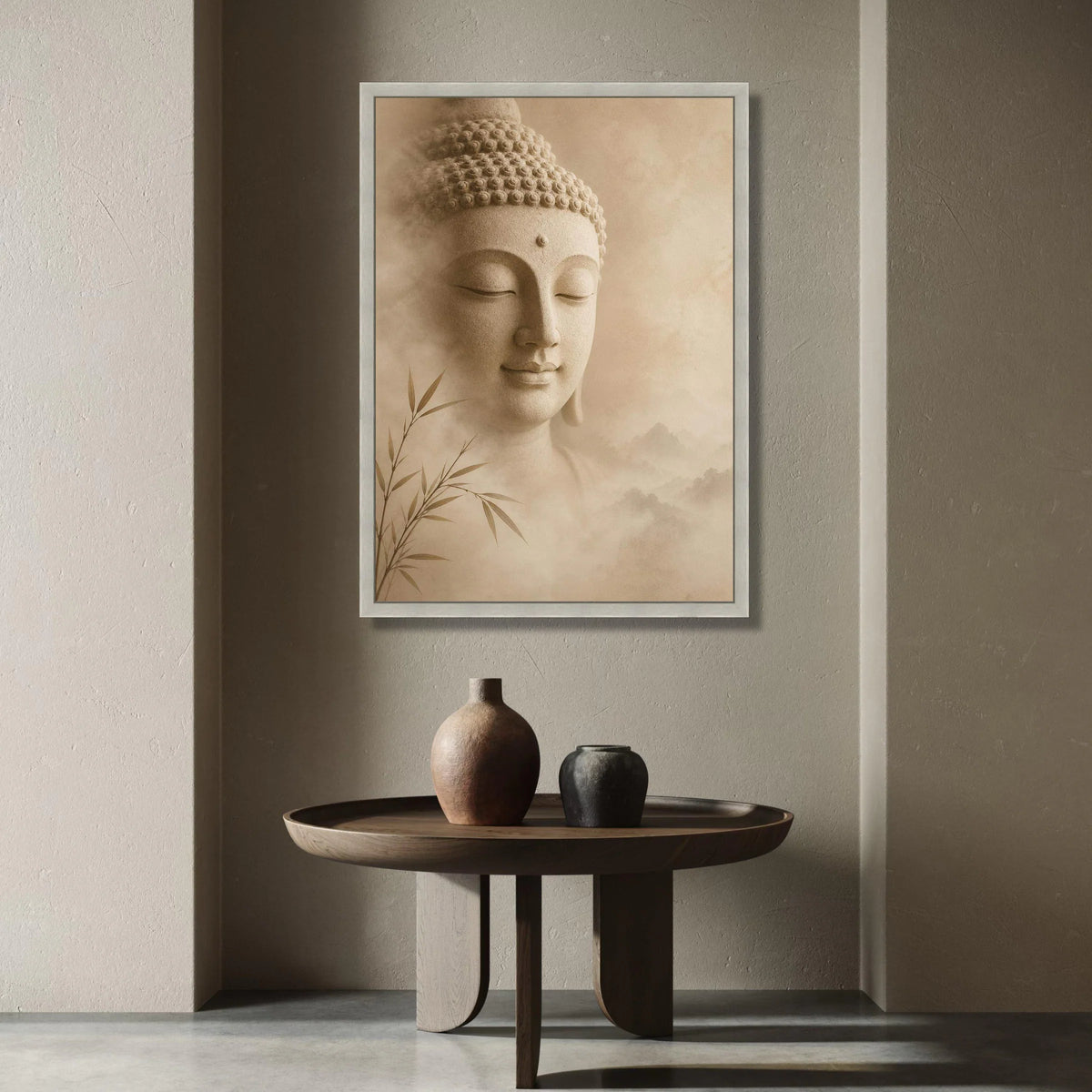 Serene Buddha Face Canvas, Tranquil Meditation Wall Art, Zen Spiritual Decor, Calm Buddha Portrait, Peaceful Home Canvas Print Art