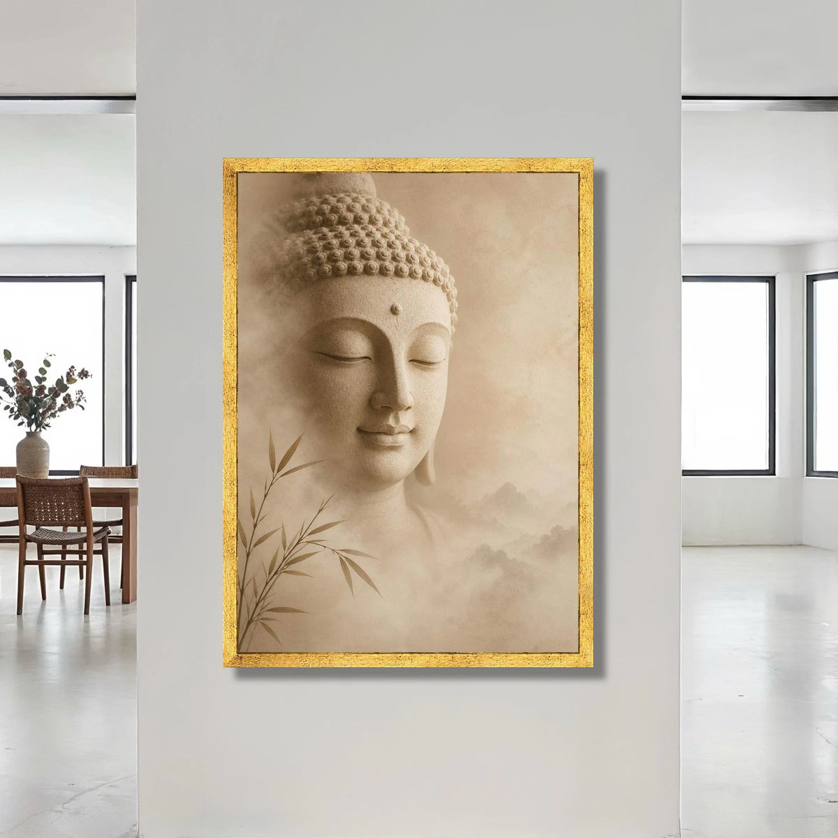 Serene Buddha Face Canvas, Tranquil Meditation Wall Art, Zen Spiritual Decor, Calm Buddha Portrait, Peaceful Home Canvas Print Art
