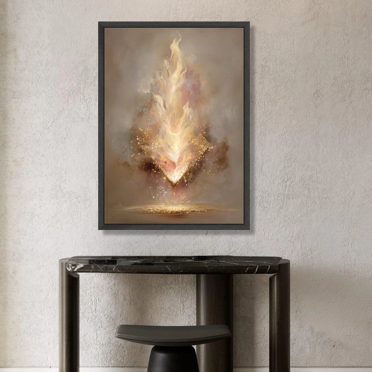 Abstract Golden Flame Canvas, Mystical Light Wall Art, Ethereal Glow Canvas, Modern Decorative Artwork, Home Accent Canvas Print Art