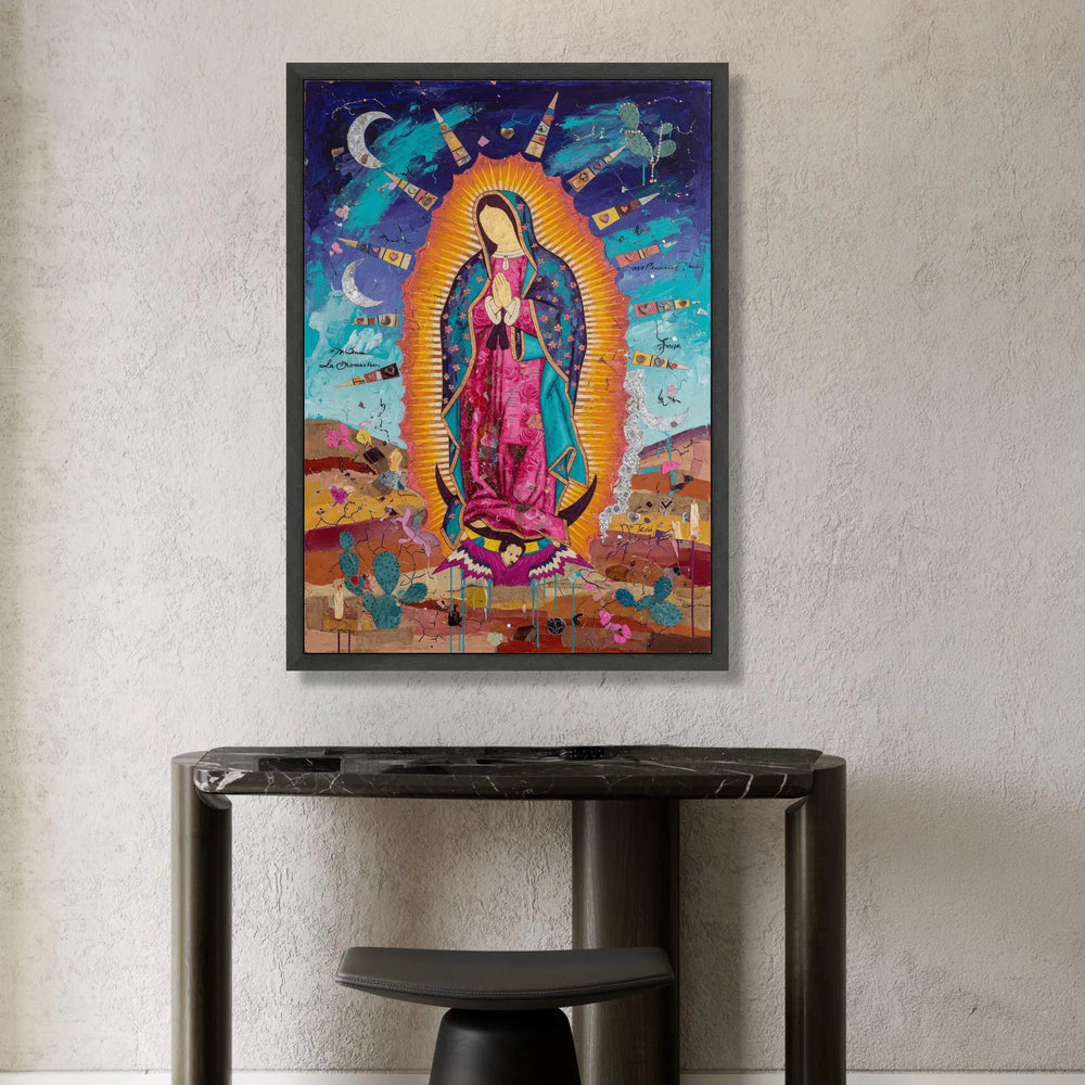 Vibrant Guadalupe Canvas Wall Art, Praying Virgin Mary, Religious Home Decor, Mexican Folk Art, Spiritual Canvas Painting Canvas Print Art