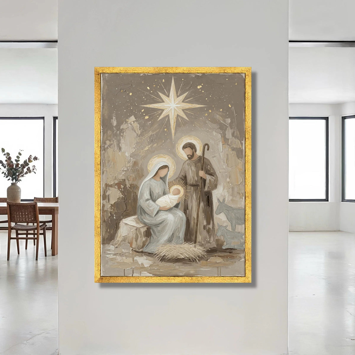 Nativity Scene Canvas Art, Holy Family Wall Art, Christmas Manger Canvas, Religious Home Decor, Spiritual Canvas Wall Canvas Print Art
