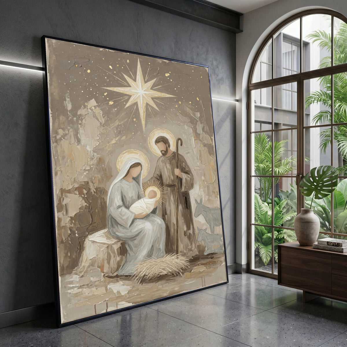 Nativity Scene Canvas Art, Holy Family Wall Art, Christmas Manger Canvas, Religious Home Decor, Spiritual Canvas Wall Canvas Print Art