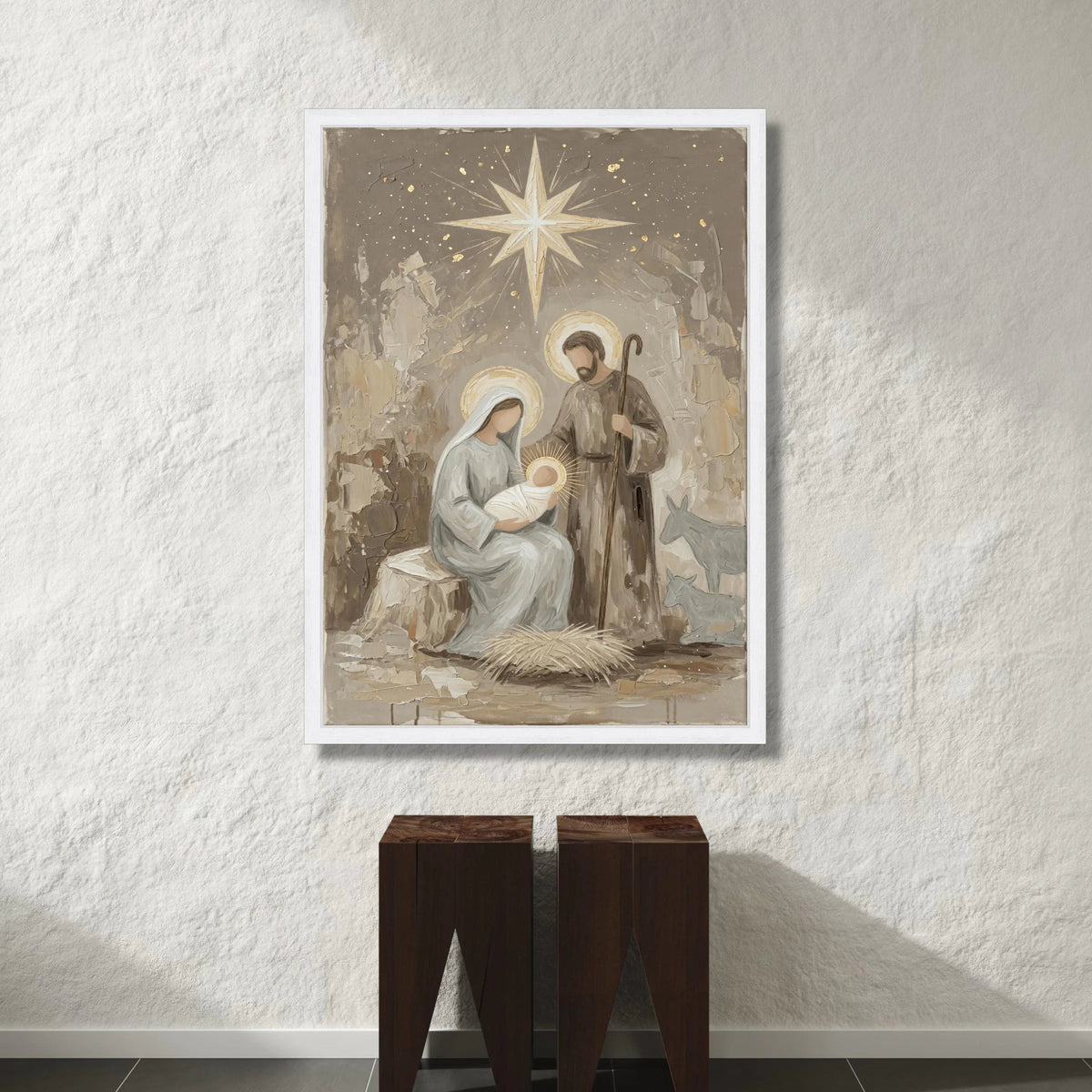 Nativity Scene Canvas Art, Holy Family Wall Art, Christmas Manger Canvas, Religious Home Decor, Spiritual Canvas Wall Canvas Print Art
