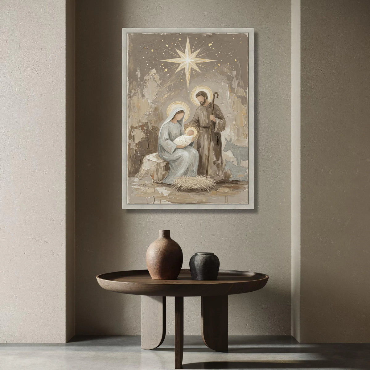 Nativity Scene Canvas Art, Holy Family Wall Art, Christmas Manger Canvas, Religious Home Decor, Spiritual Canvas Wall Canvas Print Art