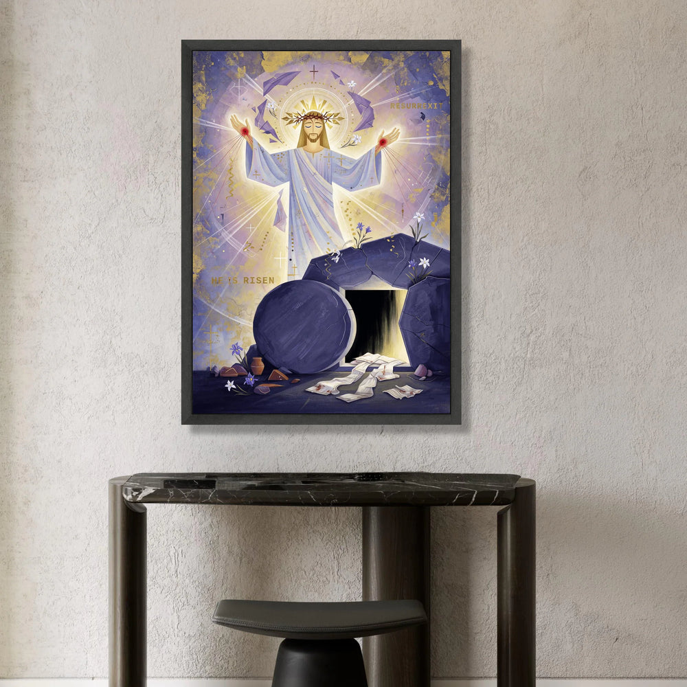 Resurrection of Jesus Canvas Wall Art, He Is Risen Christian Religious Canvas, Easter Celebration Decoration, Spiritual Canvas Print Art