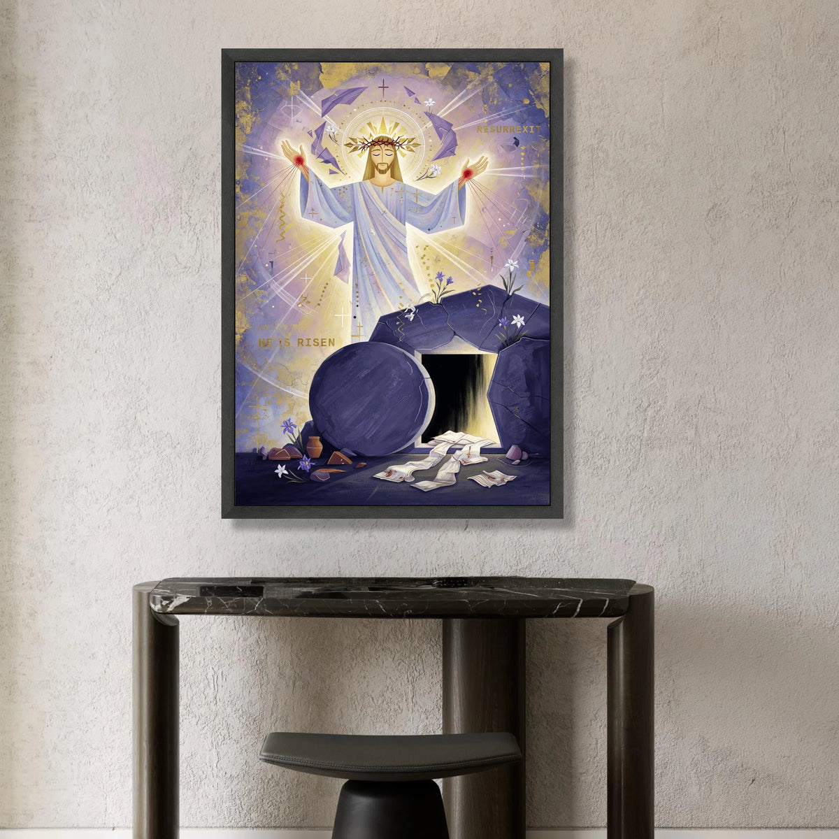 Resurrection of Jesus Canvas Wall Art, He Is Risen Christian Religious Canvas, Easter Celebration Decoration, Spiritual Canvas Print Art