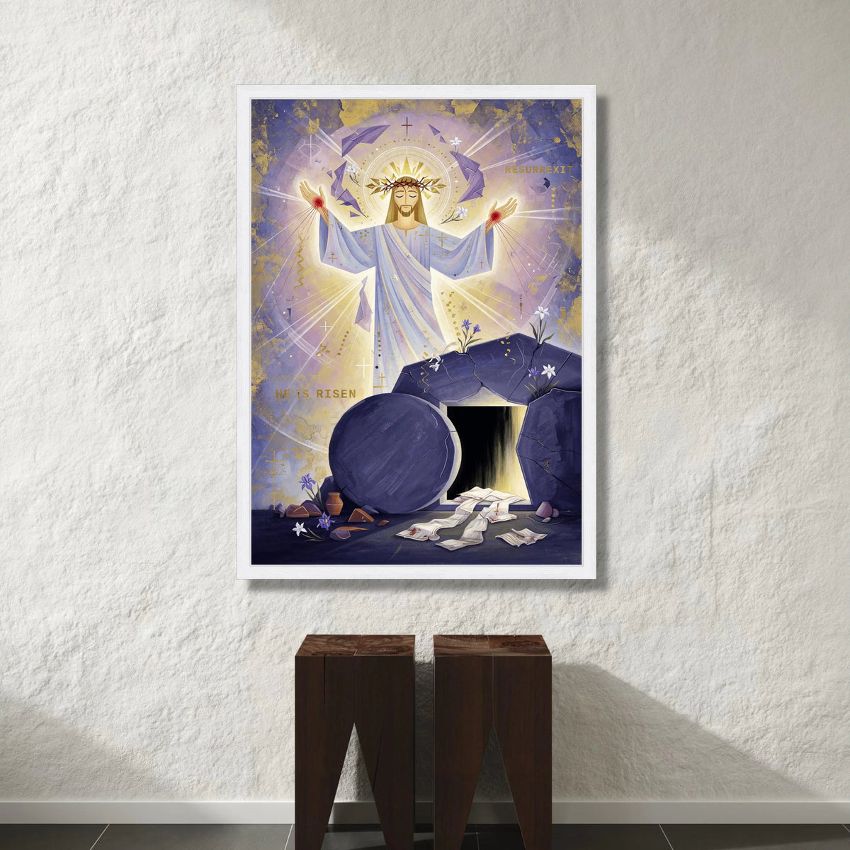Resurrection of Jesus Canvas Wall Art, He Is Risen Christian Religious Canvas, Easter Celebration Decoration, Spiritual Canvas Print Art