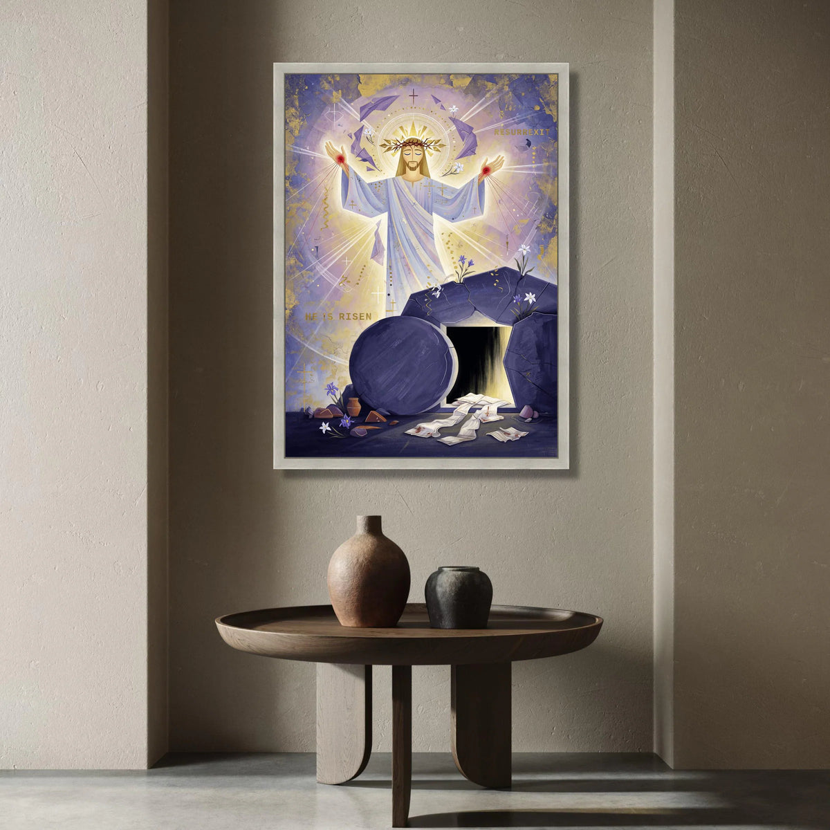 Resurrection of Jesus Canvas Wall Art, He Is Risen Christian Religious Canvas, Easter Celebration Decoration, Spiritual Canvas Print Art