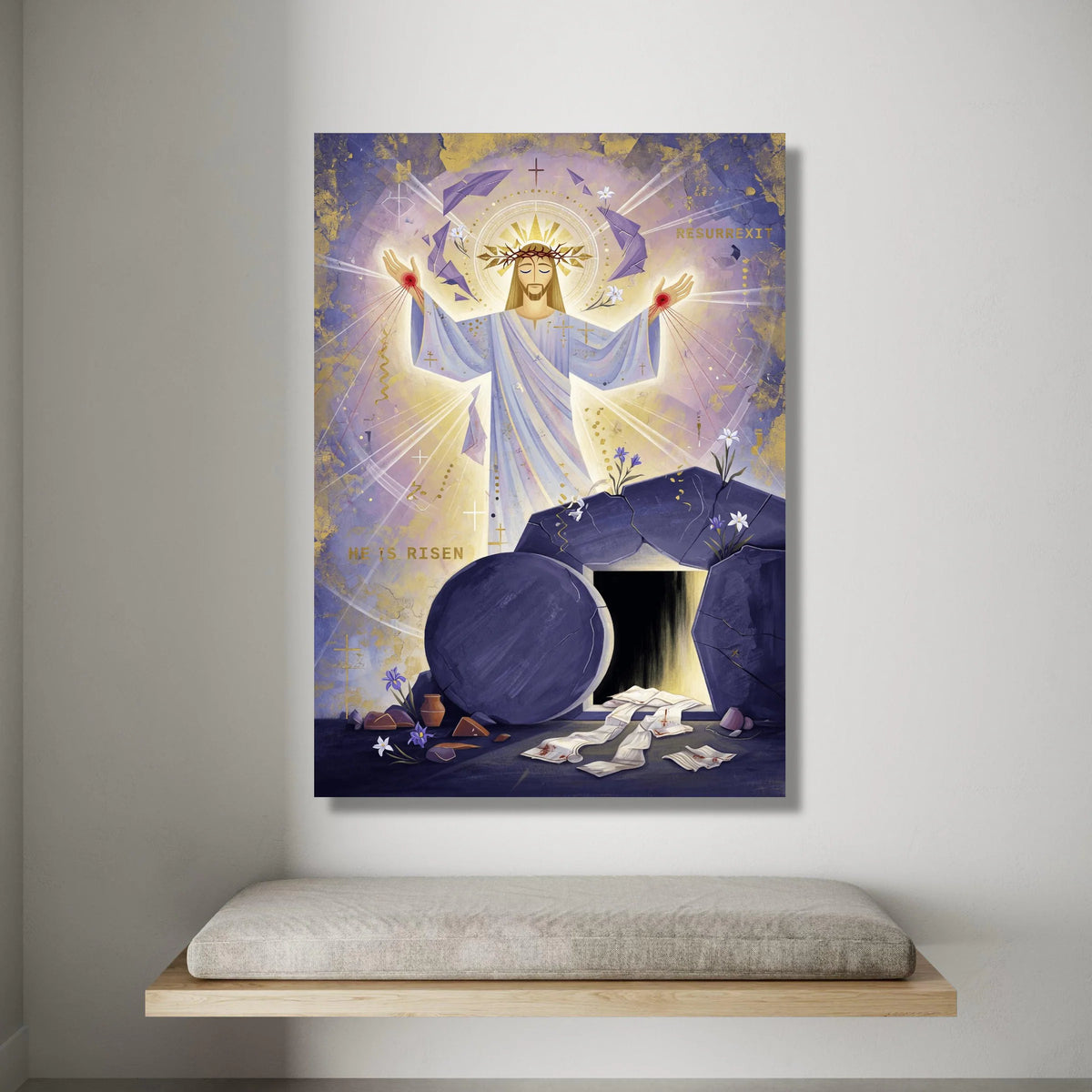 Resurrection of Jesus Canvas Wall Art, He Is Risen Christian Religious Canvas, Easter Celebration Decoration, Spiritual Canvas Print Art