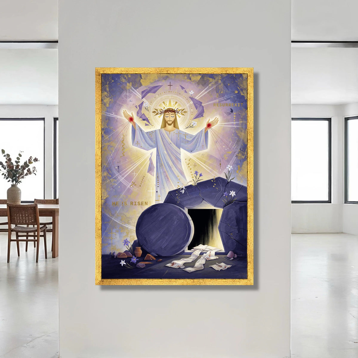 Resurrection of Jesus Canvas Wall Art, He Is Risen Christian Religious Canvas, Easter Celebration Decoration, Spiritual Canvas Print Art