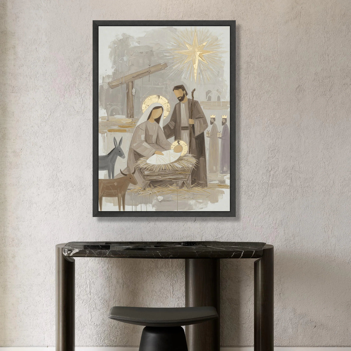 Nativity Scene Canvas Wall Art, Holy Family Manger Painting, Baby Jesus Christmas Decoration, Religious Canvas Print, Canvas Print Art