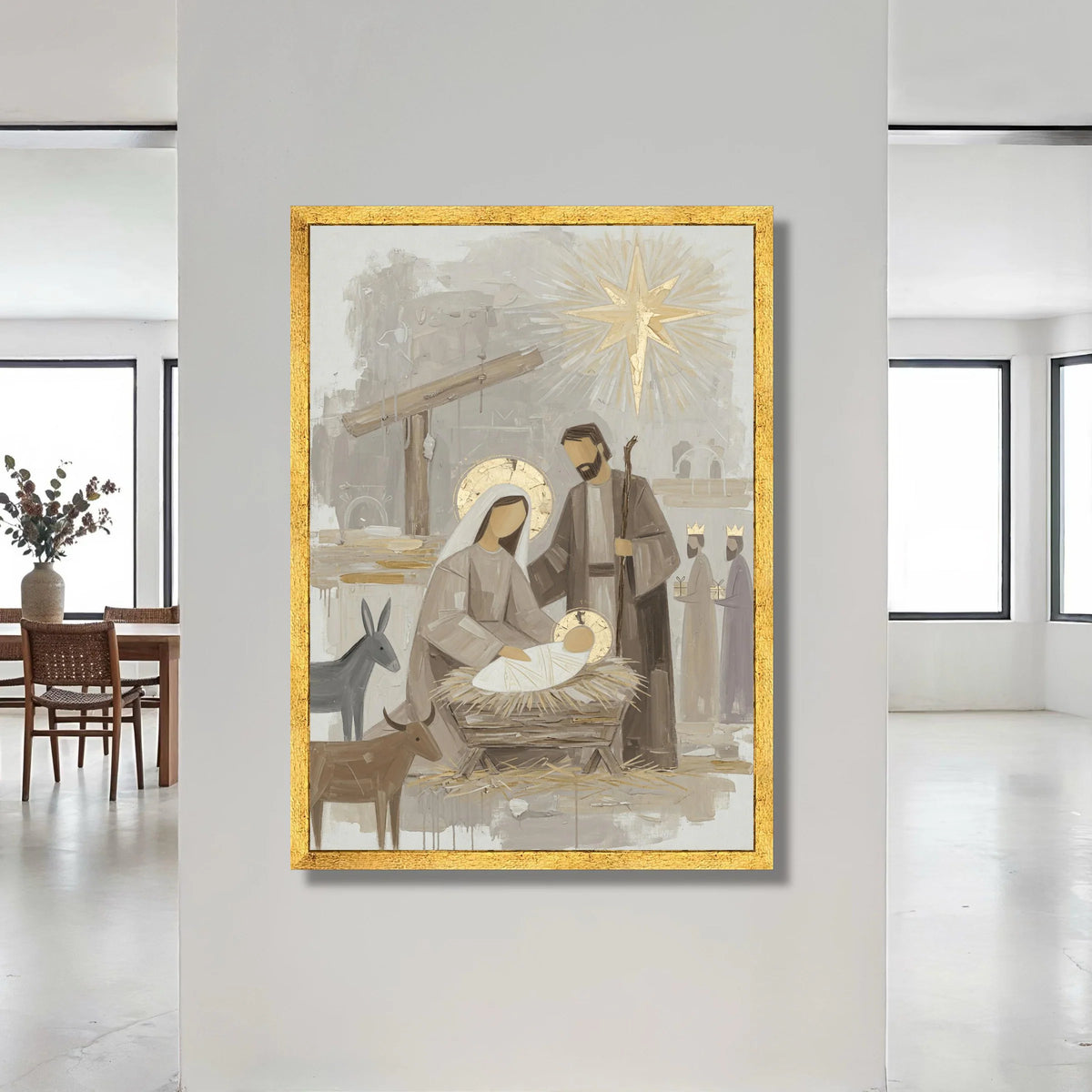 Nativity Scene Canvas Wall Art, Holy Family Manger Painting, Baby Jesus Christmas Decoration, Religious Canvas Print, Canvas Print Art