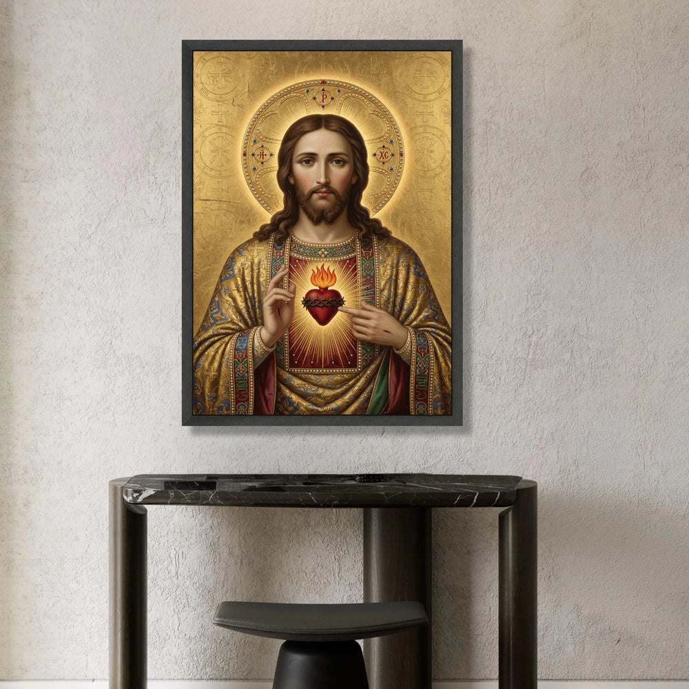 Sacred Heart of Jesus Canvas Wall Art, Religious Christian Icon, Spiritual Home Decor, Devotional Wall Hanging, Canvas Print Art