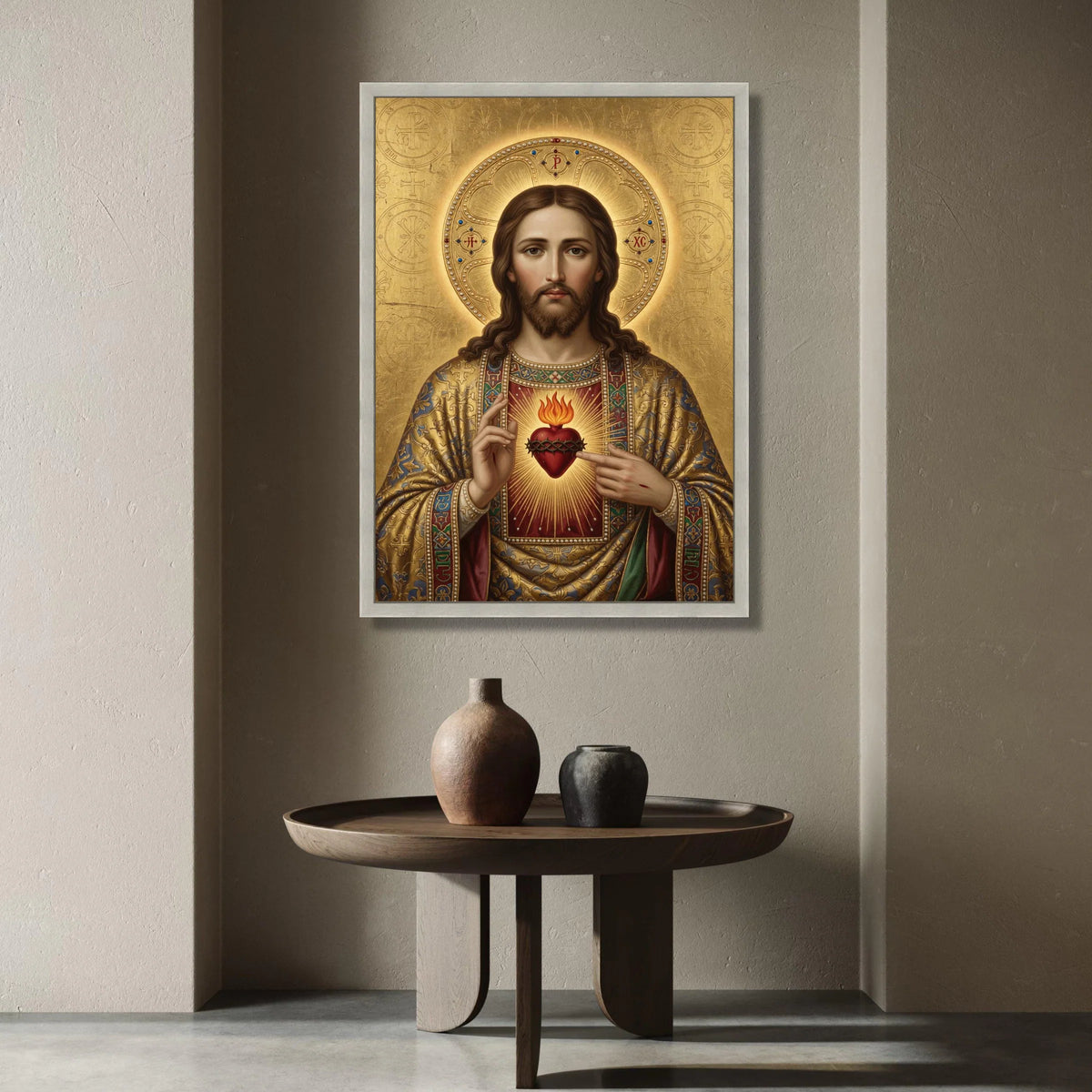 Sacred Heart of Jesus Canvas Wall Art, Religious Christian Icon, Spiritual Home Decor, Devotional Wall Hanging, Canvas Print Art