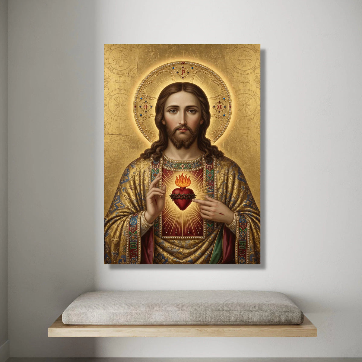 Sacred Heart of Jesus Canvas Wall Art, Religious Christian Icon, Spiritual Home Decor, Devotional Wall Hanging, Canvas Print Art